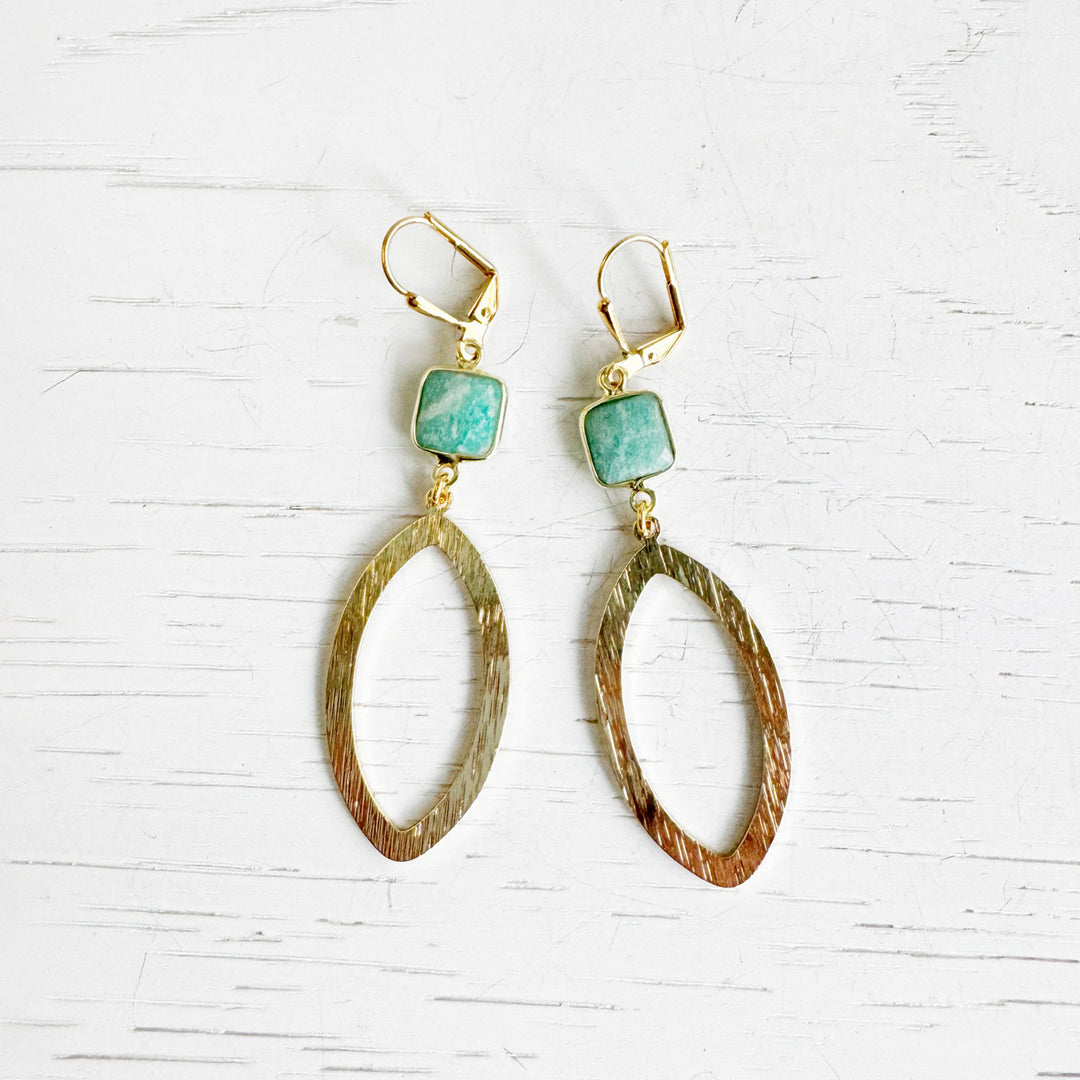 Ammonite Marquise Earrings in Brushed Gold