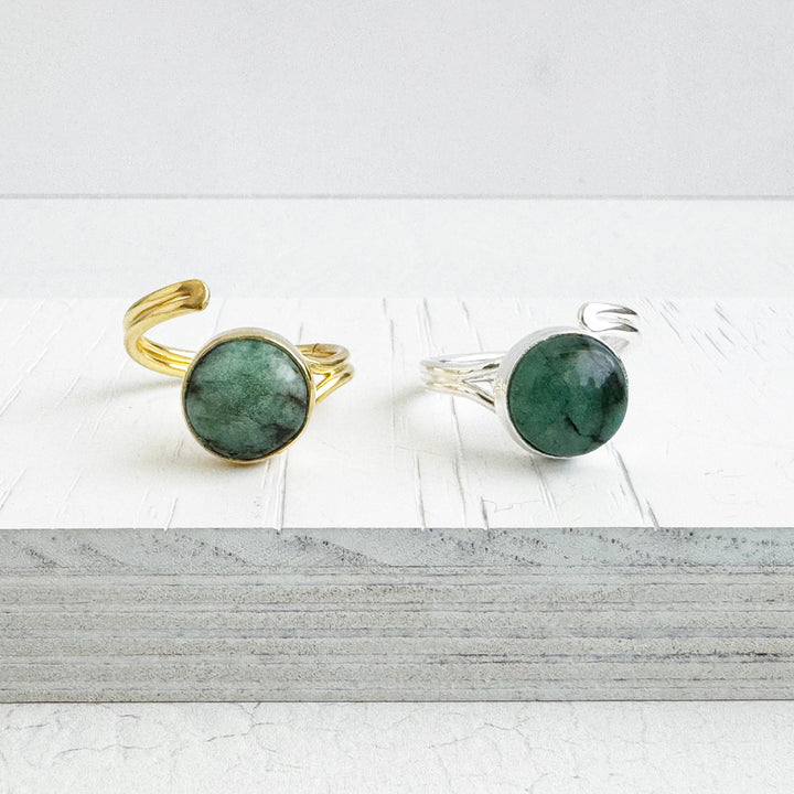 Emerald Wrap Ring in Gold and Silver
