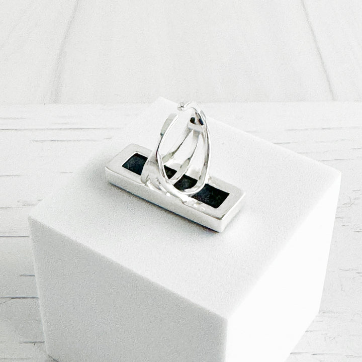 Large Labradorite Rectangle Bar Statement Ring in Gold and Silver