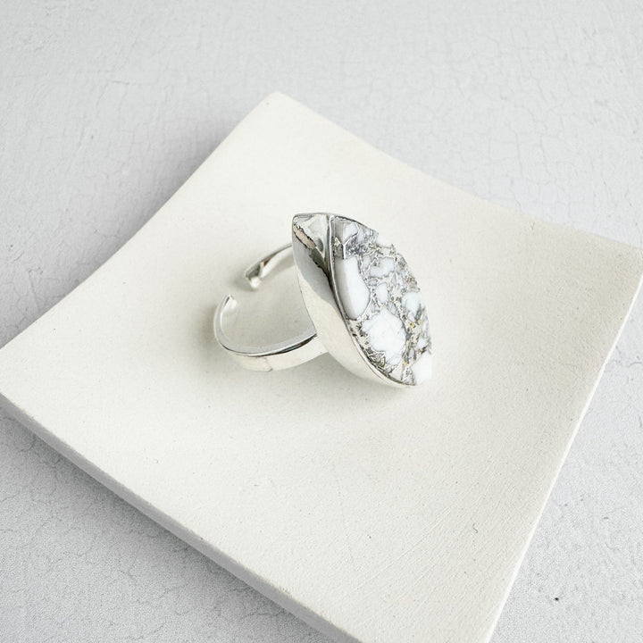 White Mojave Marquise Statement Ring in Silver