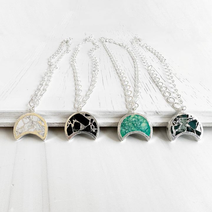 Mojave Crescent Moon Necklace with Chunky Silver Chain