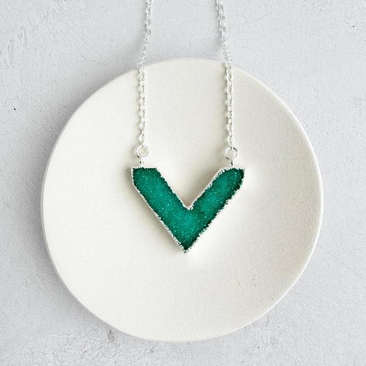 Druzy Chevron Necklace in Sterling Silver