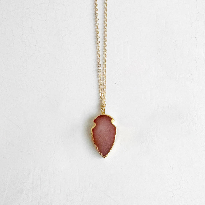 Druzy Shield Necklace in 14k Gold Filled