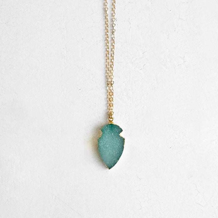 Druzy Shield Necklace in 14k Gold Filled