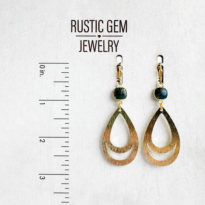 Apatite Mojave Teardrop Earrings in Brushed Gold