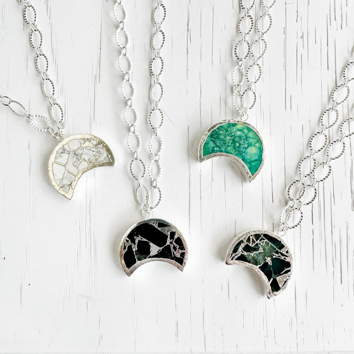Mojave Crescent Moon Necklace with Chunky Silver Chain