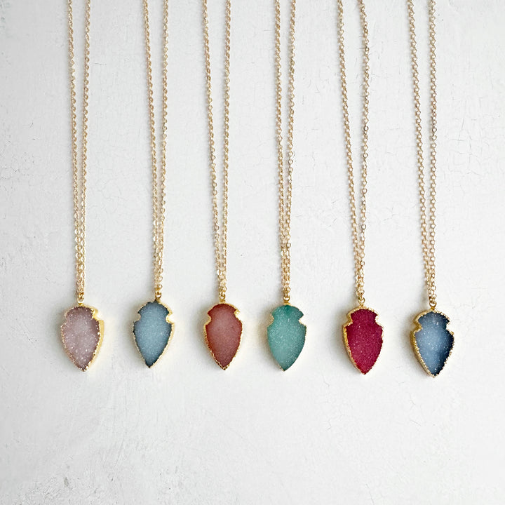 Druzy Shield Necklace in 14k Gold Filled