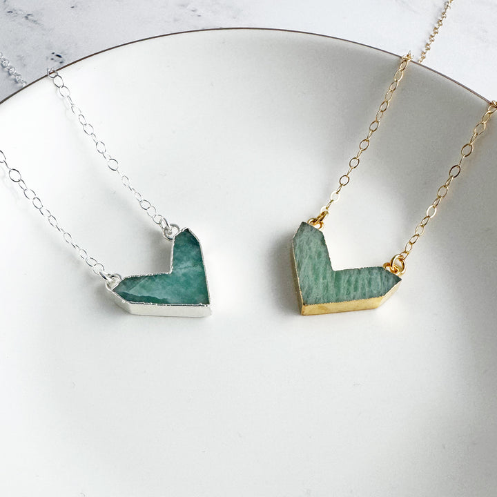 Amazonite Chevron Pendant Necklace