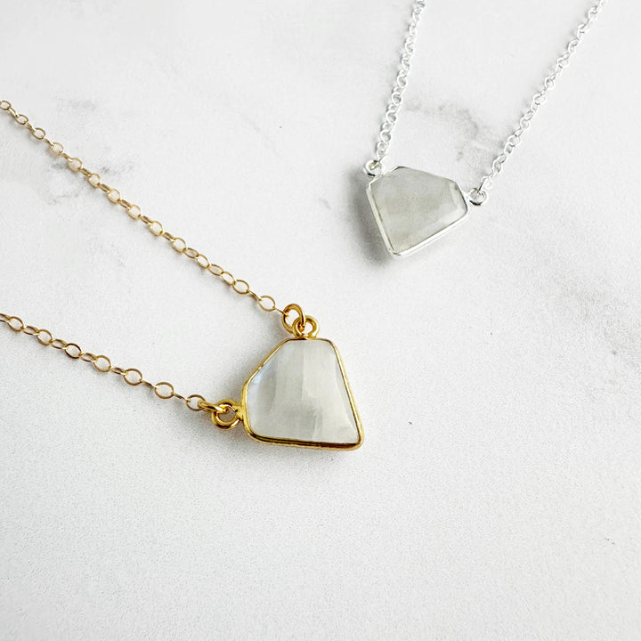 Moonstone Triangle Bezel Necklace