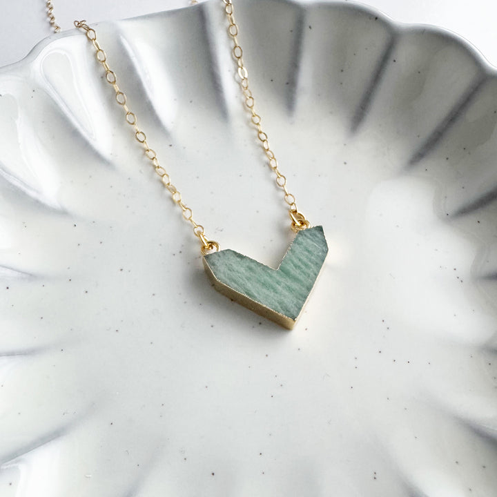 Amazonite Chevron Pendant Necklace