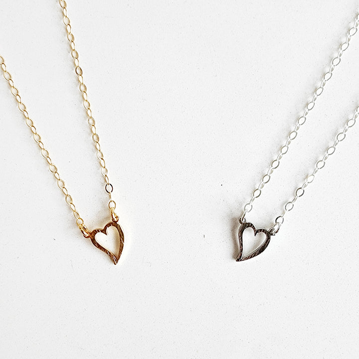 Dainty Heart Necklace in Gold and Silver