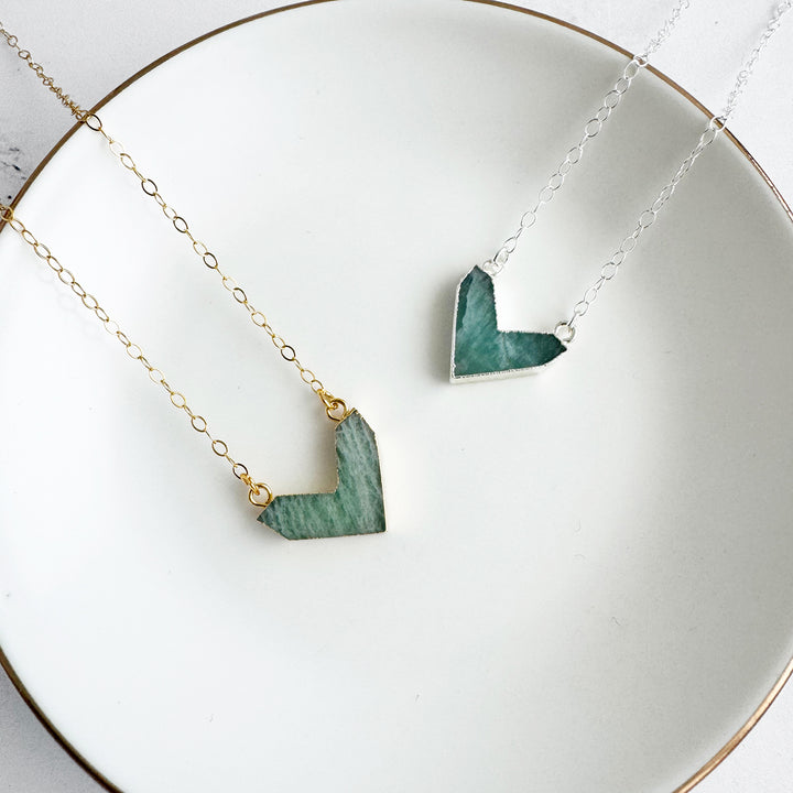 Amazonite Chevron Pendant Necklace