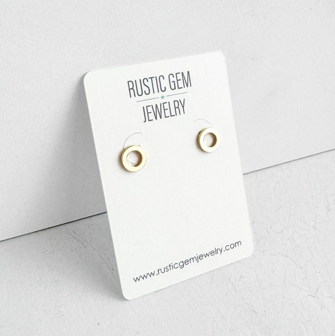 Open Circle Stud Earrings in 18k Gold Plating
