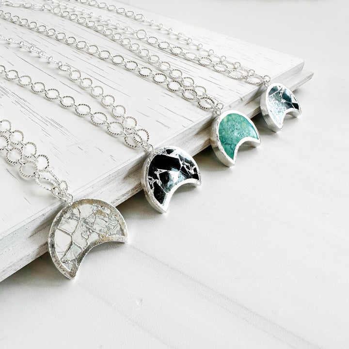 Mojave Crescent Moon Necklace with Chunky Silver Chain