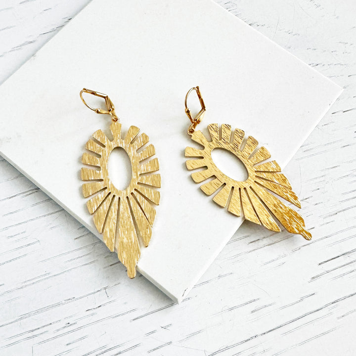 Starburst Statement Earrings in Brushed Gold