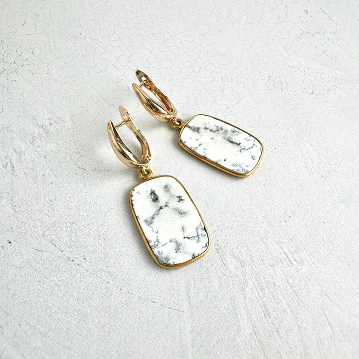 Elegant Gemstone Drop Earrings in 18k Gold Plating