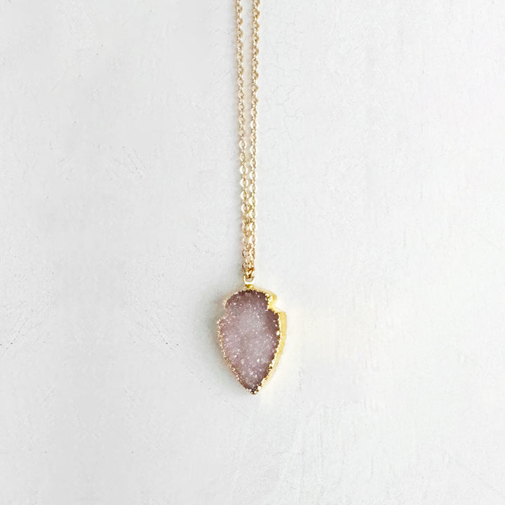 Druzy Shield Necklace in 14k Gold Filled