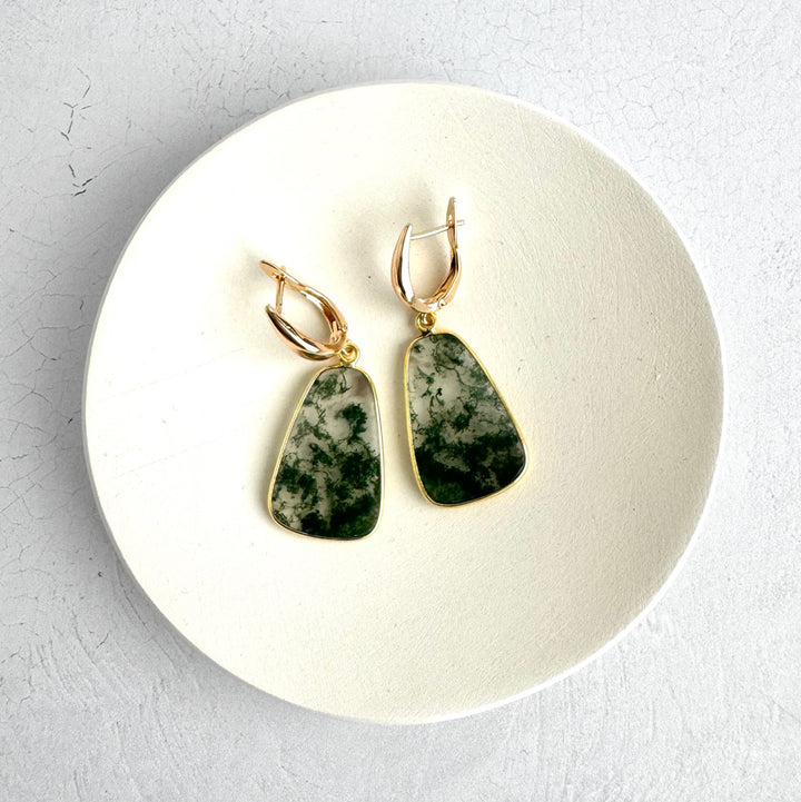 Elegant Gemstone Drop Earrings in 18k Gold Plating