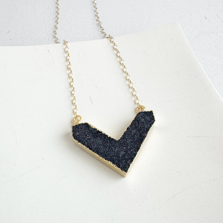 Druzy Chevron Necklace in 14k Gold Filled