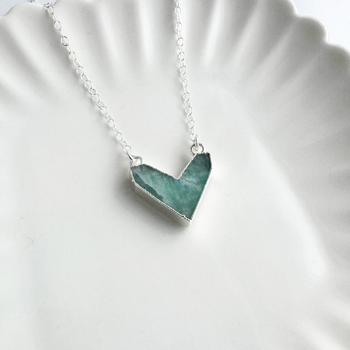 Amazonite Chevron Pendant Necklace