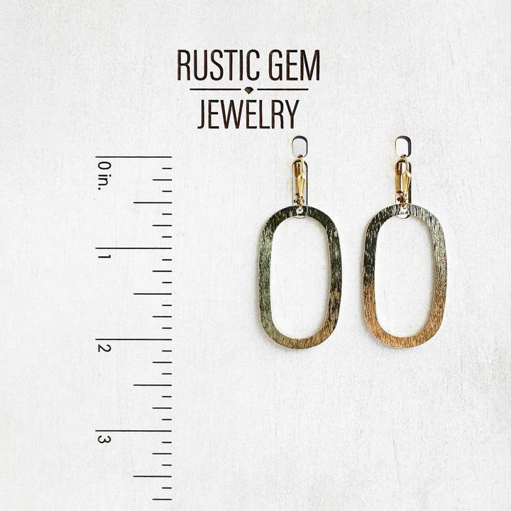 Oval Dangle Earrings in Brushed Gold