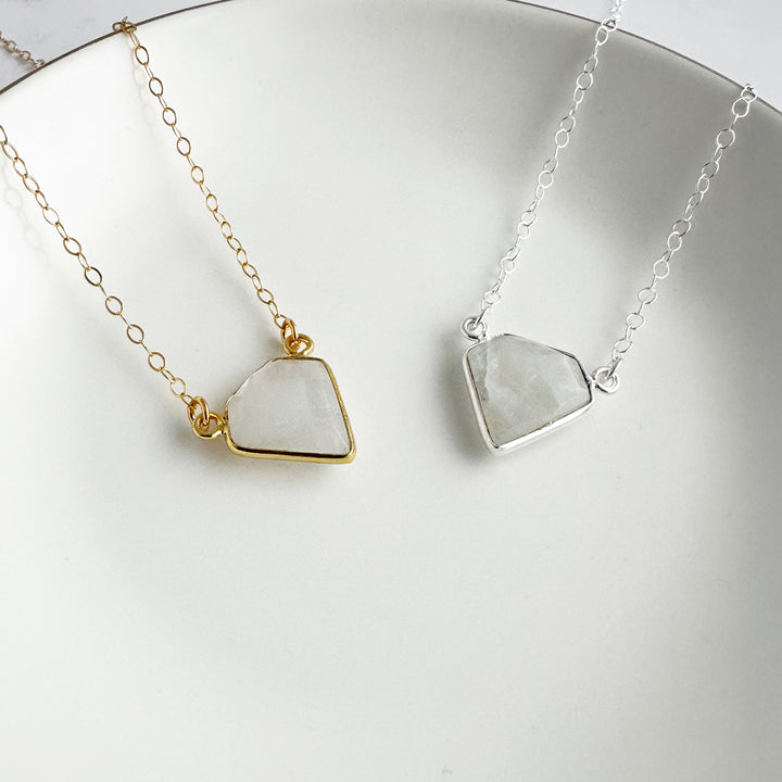 Moonstone Triangle Bezel Necklace