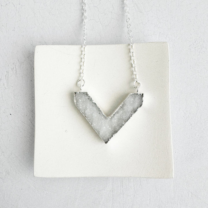 Druzy Chevron Necklace in Sterling Silver