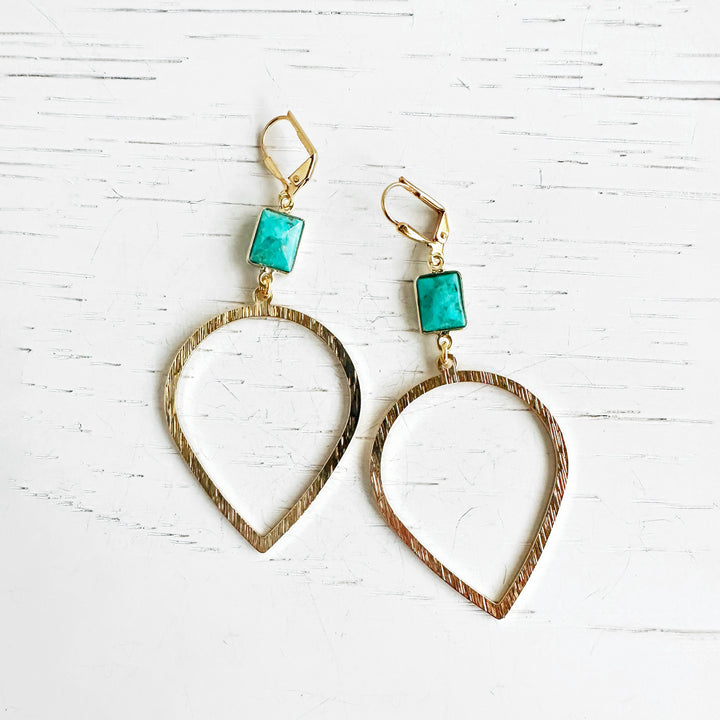 Turquoise Statement Earrings in Brushed Gold