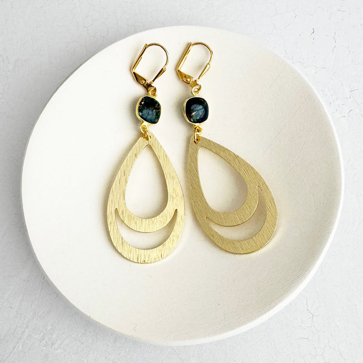 Apatite Mojave Teardrop Earrings in Brushed Gold