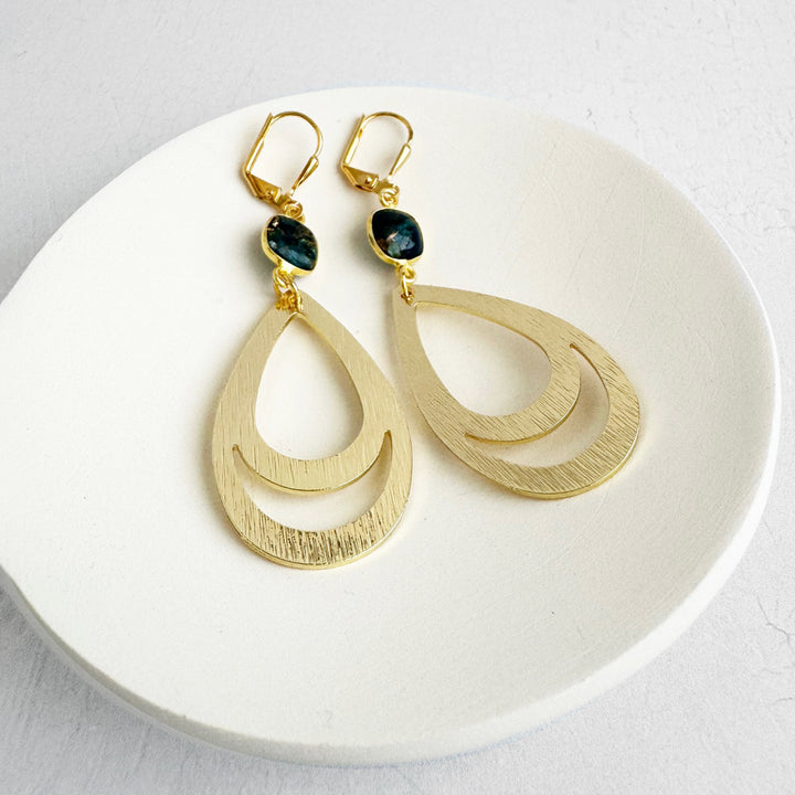 Apatite Mojave Teardrop Earrings in Brushed Gold