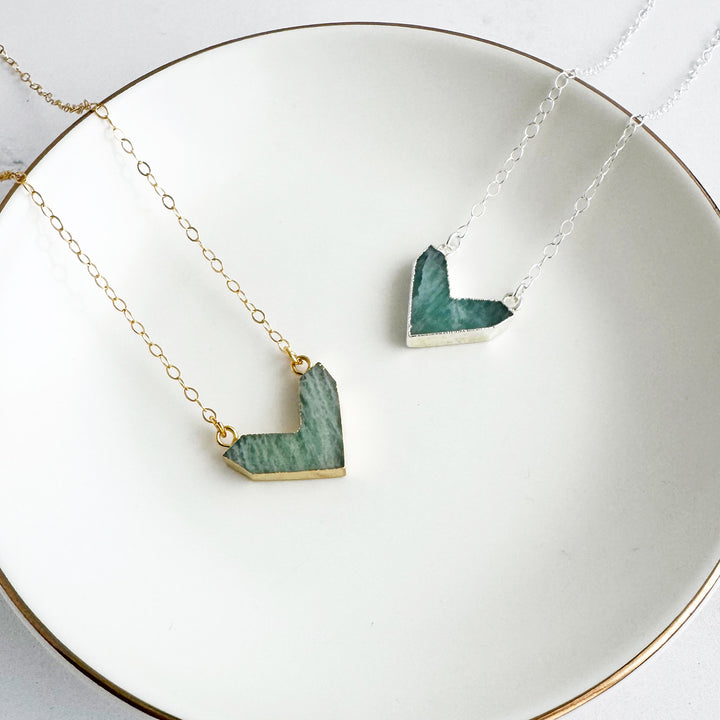 Amazonite Chevron Pendant Necklace