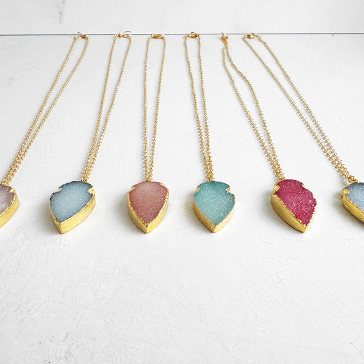 Druzy Shield Necklace in 14k Gold Filled