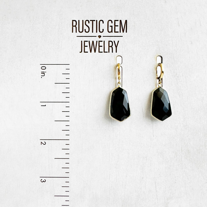Black Onyx Huggie Earrings in Gold