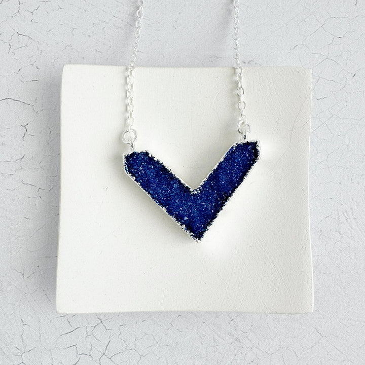 Druzy Chevron Necklace in Sterling Silver