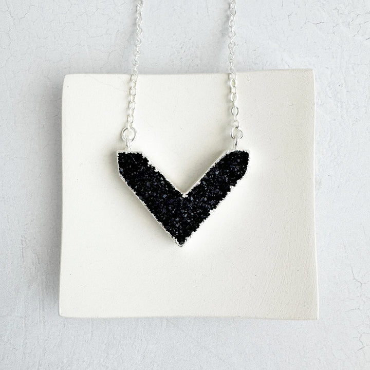 Druzy Chevron Necklace in Sterling Silver