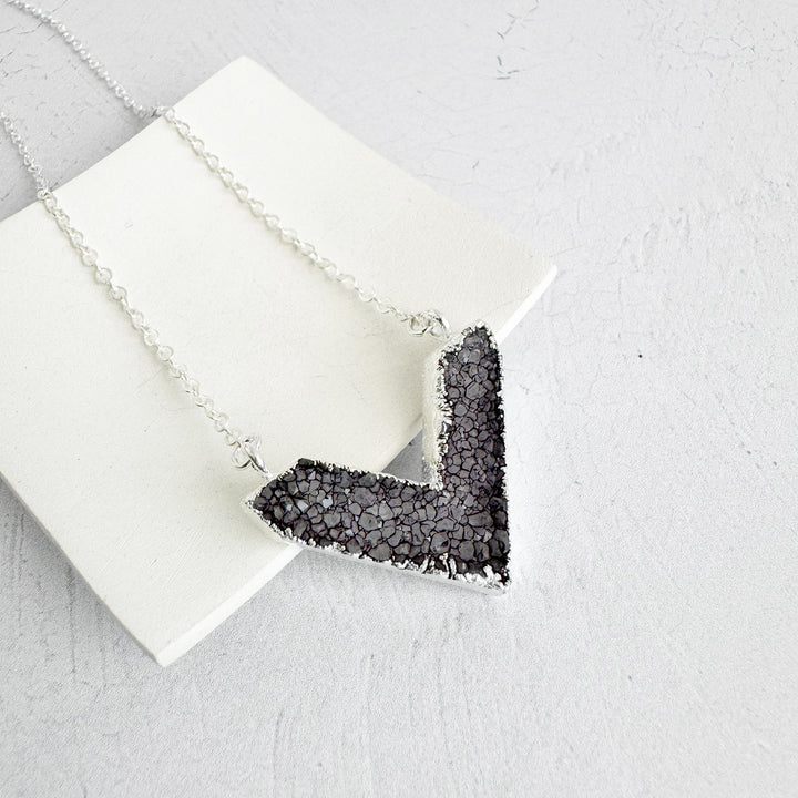 Druzy Chevron Necklace in Sterling Silver