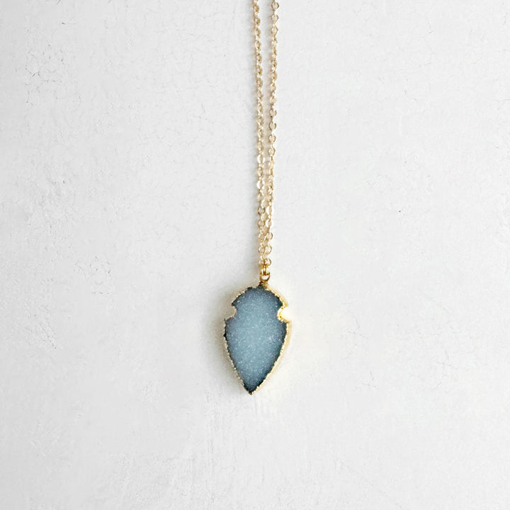 Druzy Shield Necklace in 14k Gold Filled