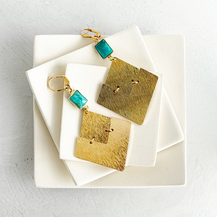 Turquoise Statement Earrings with Diamond Pendants