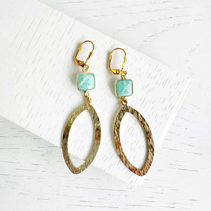 Ammonite Marquise Earrings in Brushed Gold