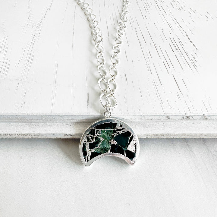 Mojave Crescent Moon Necklace with Chunky Silver Chain