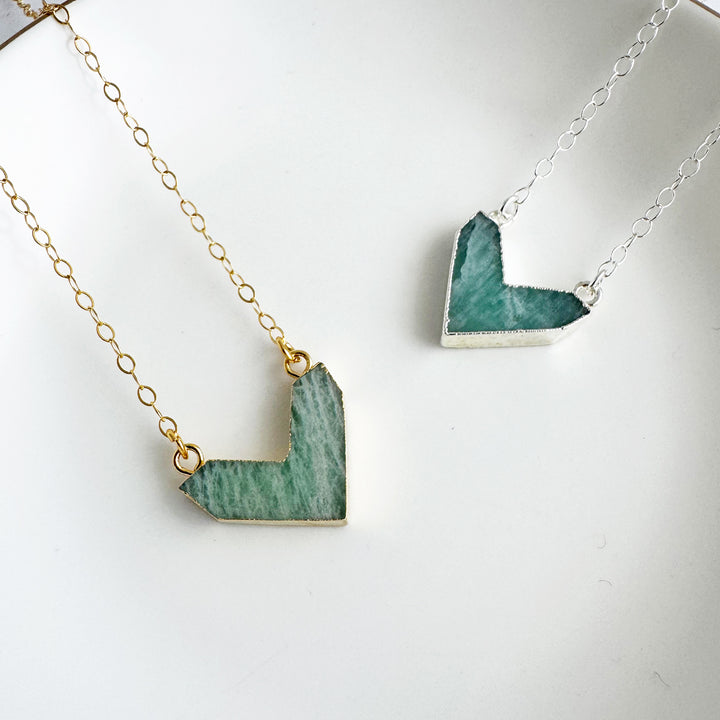 Amazonite Chevron Pendant Necklace