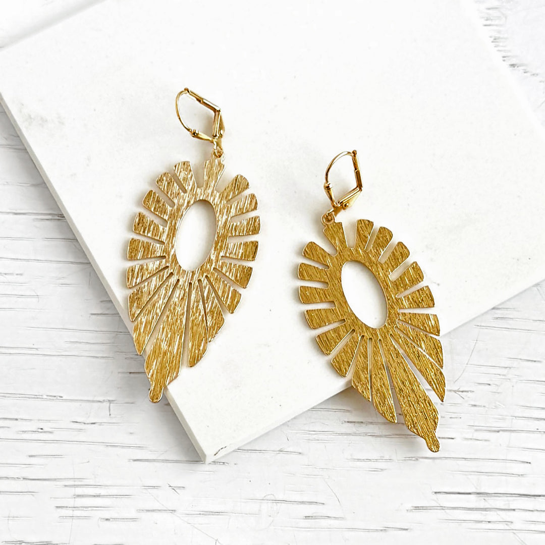Starburst Statement Earrings in Brushed Gold