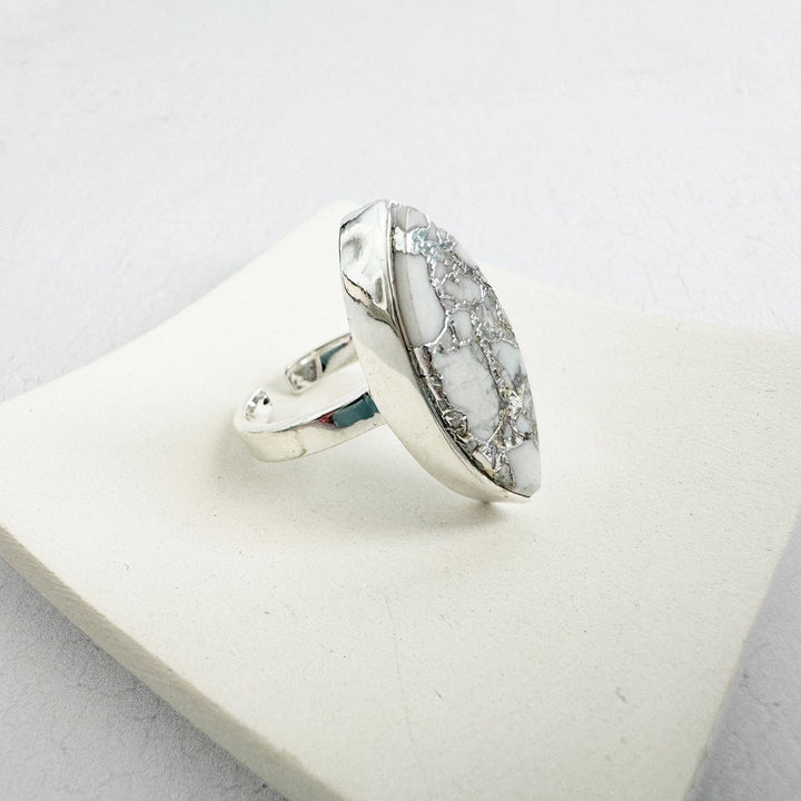 White Mojave Marquise Statement Ring in Silver