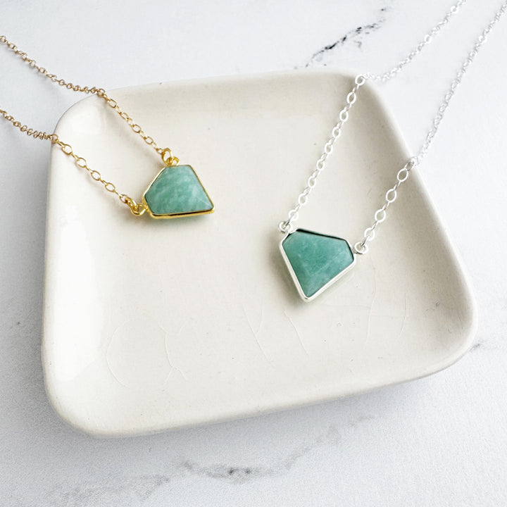 Amazonite Triangle Bezel Necklace