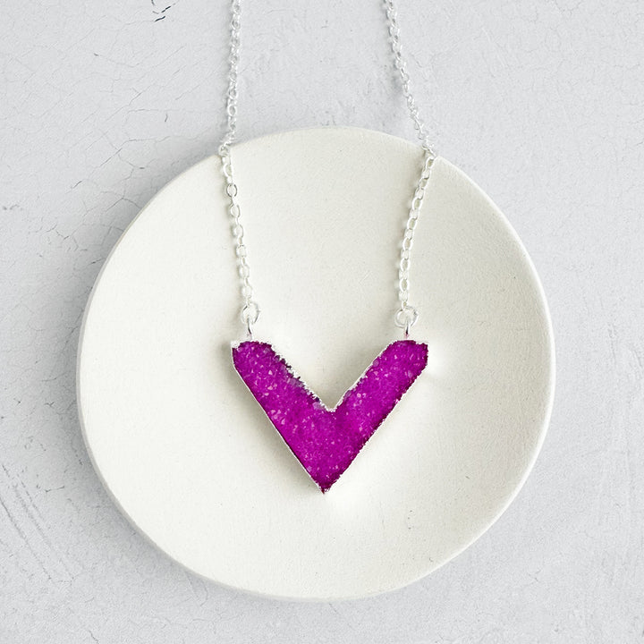 Druzy Chevron Necklace in Sterling Silver