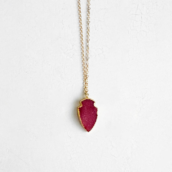 Druzy Shield Necklace in 14k Gold Filled