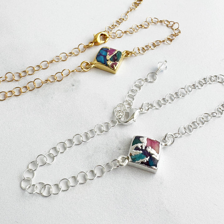 Pink Oyster Turquiose Chain Bracelet