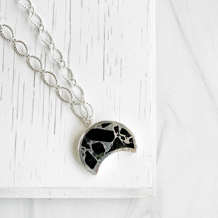 Mojave Crescent Moon Necklace with Chunky Silver Chain