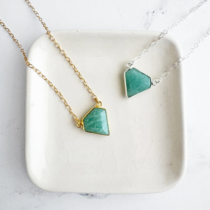 Amazonite Triangle Bezel Necklace