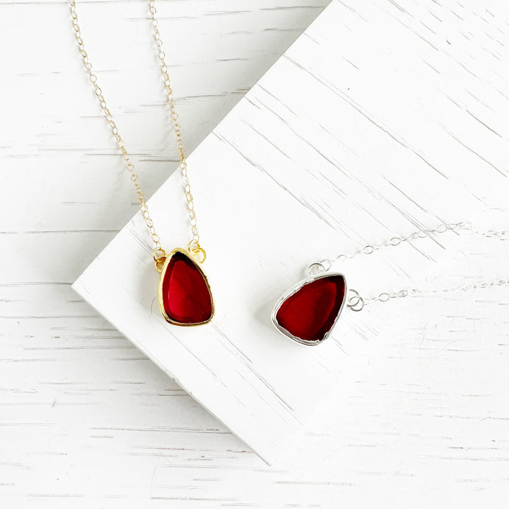 Red Chalcedony Teardrop Necklace in 14k Gold Filled or Sterling Silver